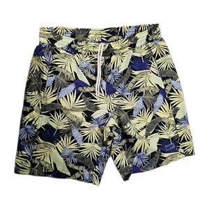 Duluth‎ Trading Co 9" Swim Shorts Medium Lined Tropical Palm Hybrid Trunks